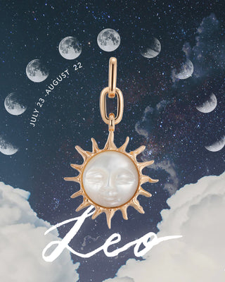 Leo's zodiac mother of pearl pendant by Love by the Moon Studio