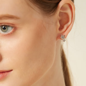 Silver Flower Stud Earrings - Poinsettia | LOVE BY THE MOON