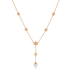 Moonstone Gold Floral	Lariat Necklace - Daffodil | LOVE BY THE MOON