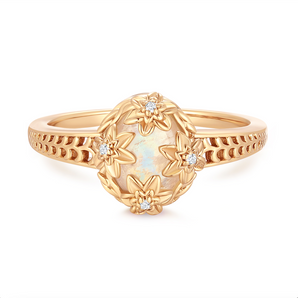 Moonstone Gold Floral Ring - Daffodil | LOVE BY THE MOON