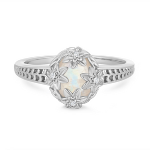 Moonstone Silver Floral Ring - Daffodil | LOVE BY THE MOON