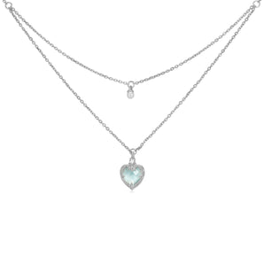 Aquamarine & Pearl Silver Necklace - Miracle | LOVE BY THE MOON