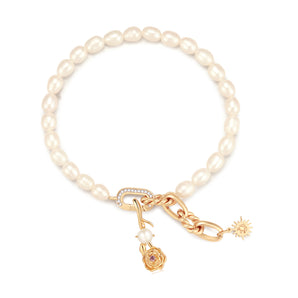 Freshwater Pearl Gold Carnation Choker/Double Bracelet | LOVE BY THE MOON
