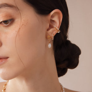 Baroque Pearl Gold Earrings - Carnation
