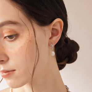 Baroque Pearl Silver Earrings - Carnation