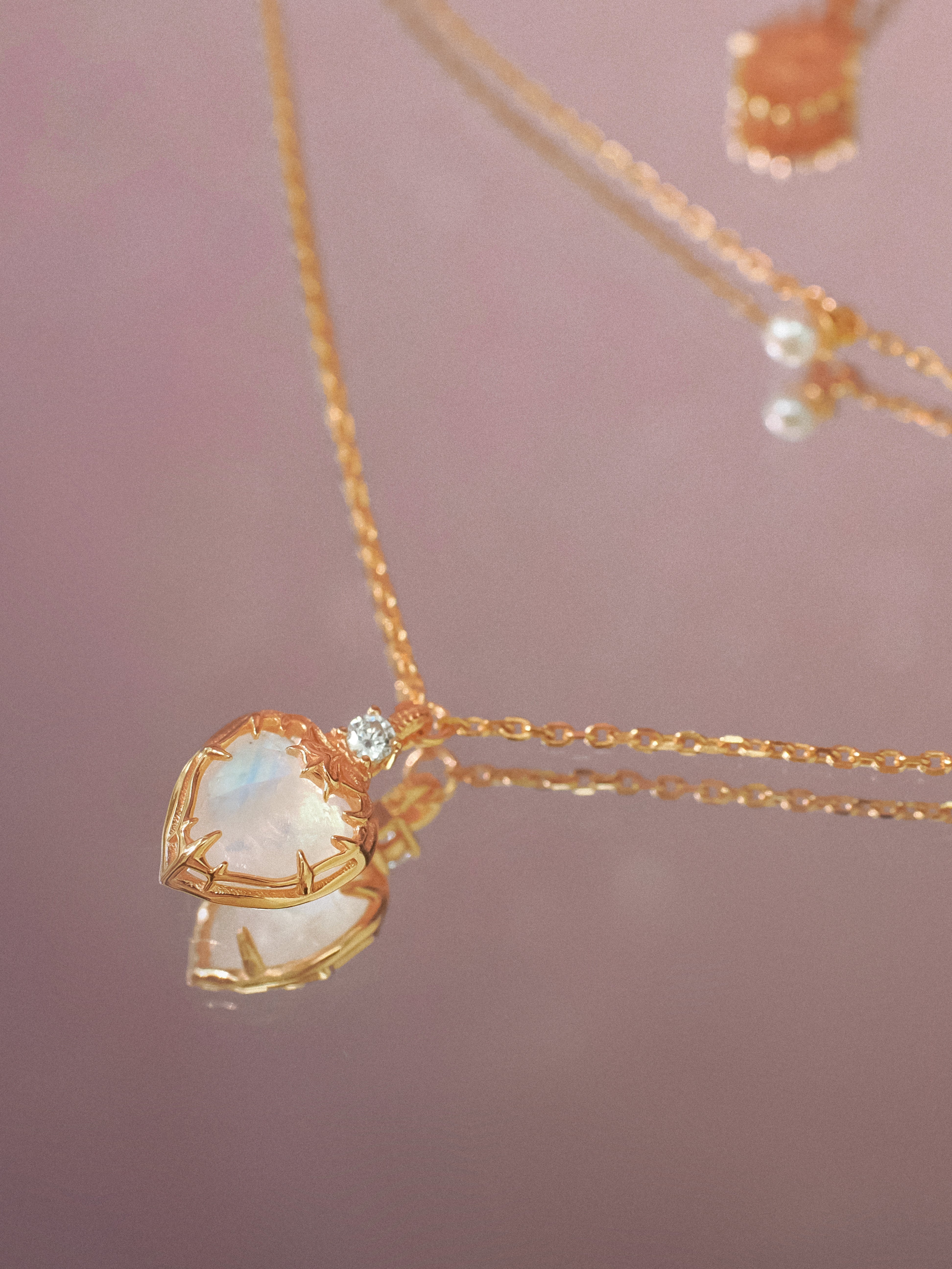 Moonstone & Pearl Gold Layered Necklace - Miracle | LOVE BY THE MOON