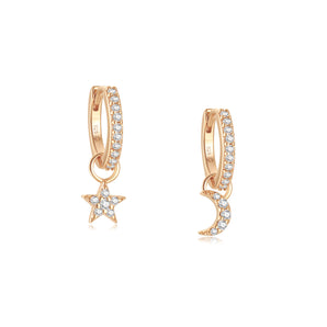CZ Gold Moon & Star Huggie Hoop Earrings | LOVE BY THE MOON