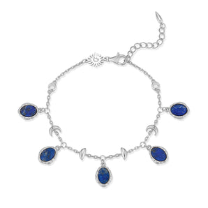 Lapis Silver Bracelet - Moon Circle | LOVE BY THE MOON