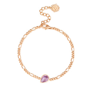 Amethyst Gold Figaro Bracelet - Lindy | LOVE BY THE MOON