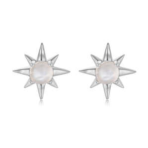 Moonstone Silver Star Stud Earrings | LOVE BY THE MOON 