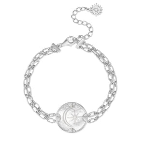 Mother of Pearl Silver Disc Bracelet - Moon Garden | LOVE BY THE MOON
