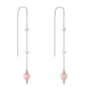  Pink Opal Silver Drop Earrings - Anahata | LOVE BY THE MOON