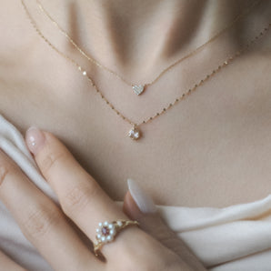 Diamond Pavé Heart 14K Yellow Gold Necklace - Love Story