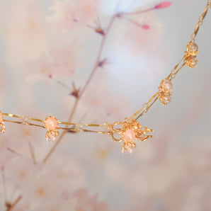 (Special Edition) Rose Quartz Gold Dangle Choker - Lily of the Valley | LOVE BY THE MOON