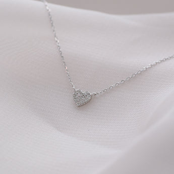 Diamond Pavé Heart 14K White Gold Necklace - Love Story