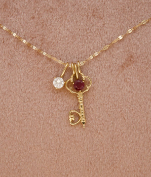 LOVE BY THE MOON 14K Gold Key Birthstone Pendant