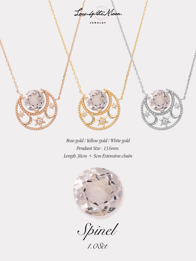 (One of a Kind) 14K Gold Manifest Necklace - Light Silver Grey Spinel