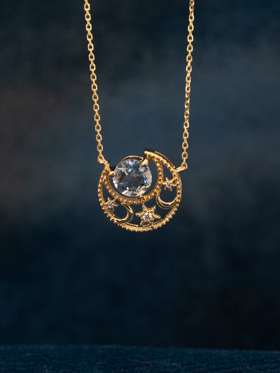 14K Yellow Gold Aquamarine & Diamond Necklace  - Manifest