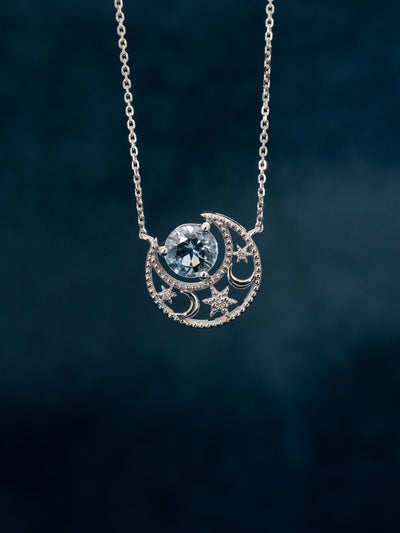 14K White Gold Aquamarine & Diamond Necklace  - Manifest