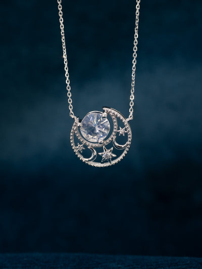 14K White Gold Moonstone & Diamond Necklace - Manifest