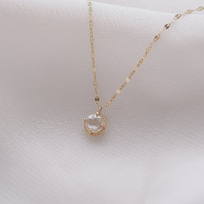 Rose Cut Diamond 14K Yellow Gold Necklace - Ethereal