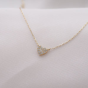 Diamond Pavé Heart 14K Yellow Gold Necklace - Love Story