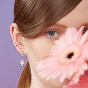 Floral Silver Chain Ear Cuff - Iris | LOVE BY THE MOON