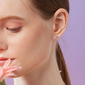 Floral Silver Stud Earrings - Iris | LOVE BY THE MOON