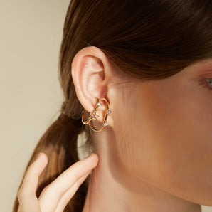 Gold Double Band Ear Cuff - Poinsettia | LOVE BY THE MOON