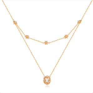 Moonstone Gold Floral	Layered Necklace - Daffodil | LOVE BY THE MOON