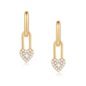 Gold Heart Lock Huggie Hoop Earrings | LOVE BY THE MOON