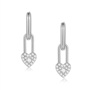 Silver Heart Lock Huggie Hoop Earrings | LOVE BY THE MOON