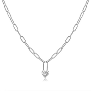 Silver Heart Lock Chain Necklace | LOVE BY THE MOON