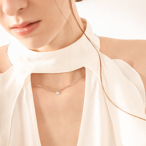 Silver Heart Lock Chain Necklace | LOVE BY THE MOON