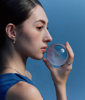 Moonstone Silver Moon & Star Earrings - Celeste