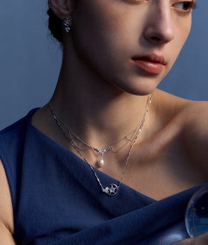 Freshwater Pearl Silver Festoon Necklace - Ophelia