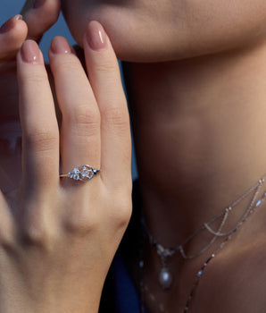 Moonstone Silver Moon & Star Ring - Celeste