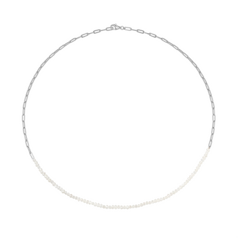 Freshwater Pearl Silver Link Necklace