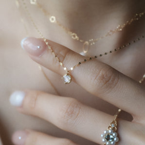 Rose Cut Diamond 14K Yellow Gold Necklace - Ethereal