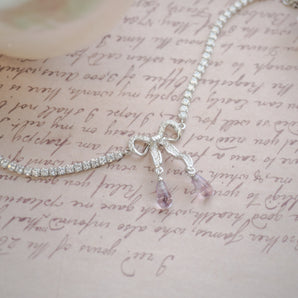 Amethyst Silver Bow Tennis Bracelet - Alice