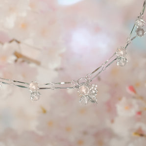 (Special Edition) Rose Quartz Silver Dangle Choker - Lily of the Valley | LOVE BY THE MOON