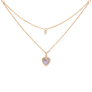 Lavender Quartz & Pearl Gold Layered Necklace - Miracle
