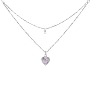 Lavender Quartz & Pearl Silver Layered Necklace - Miracle