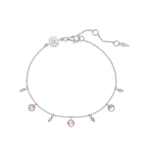 Aquamarine & Moonstone Silver Dangle Bracelet