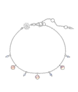 Aquamarine & Moonstone Silver Dangle Bracelet