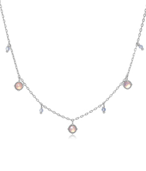 Aquamarine & Moonstone Silver Dangle Choker