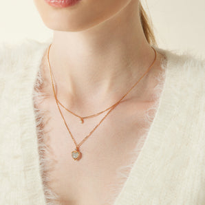(Coming on 1/12) Aquamarine & Pearl Gold Layered Necklace - Miracle