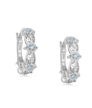 CZ Silver Floral Hoop Earrings - Aster | LOVE BY THE MOON