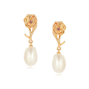 Baroque Pearl Gold Earrings - Carnation | LOVE BY THE MOON