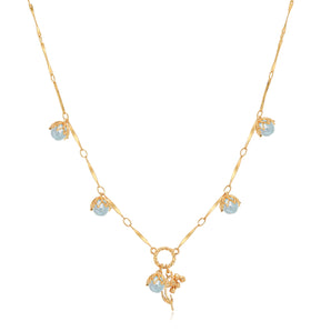 (Special Edition) Blue Topaz Gold Dangle Choker - Lily of the Valley | LOVE BY THE MOON